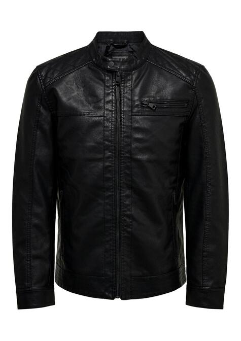 Veste en simili cuir - BLACK - 02-SMALL