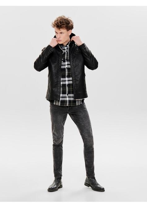 Veste en simili cuir - BLACK - 02-SMALL