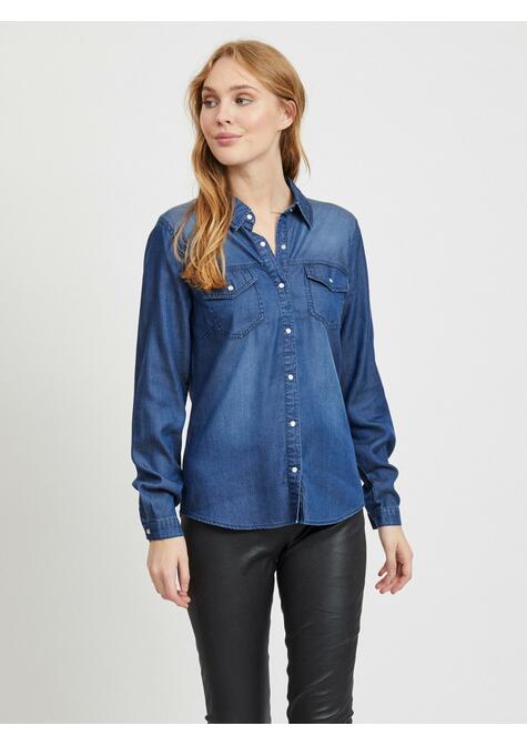 VIBISTA DENIM SHIRT-NOOS - DARK BLUE DENIM - 03-MEDIUM