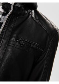 Veste en simili cuir - BLACK - 02-SMALL