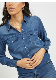 VIBISTA DENIM SHIRT-NOOS - DARK BLUE DENIM - 03-MEDIUM