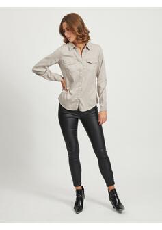 VIBISTA DENIM SHIRT-NOOS - SIMPLY TAUPE - 01-EXTRA SMALL